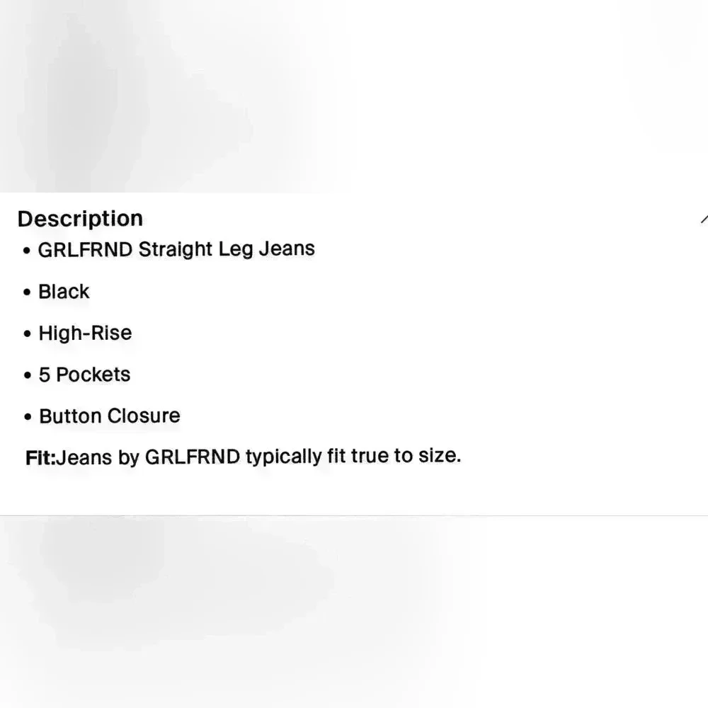 GRLFRND Premium Quality High Rise Straight Jeans- NEW WiTH TAGS !!!